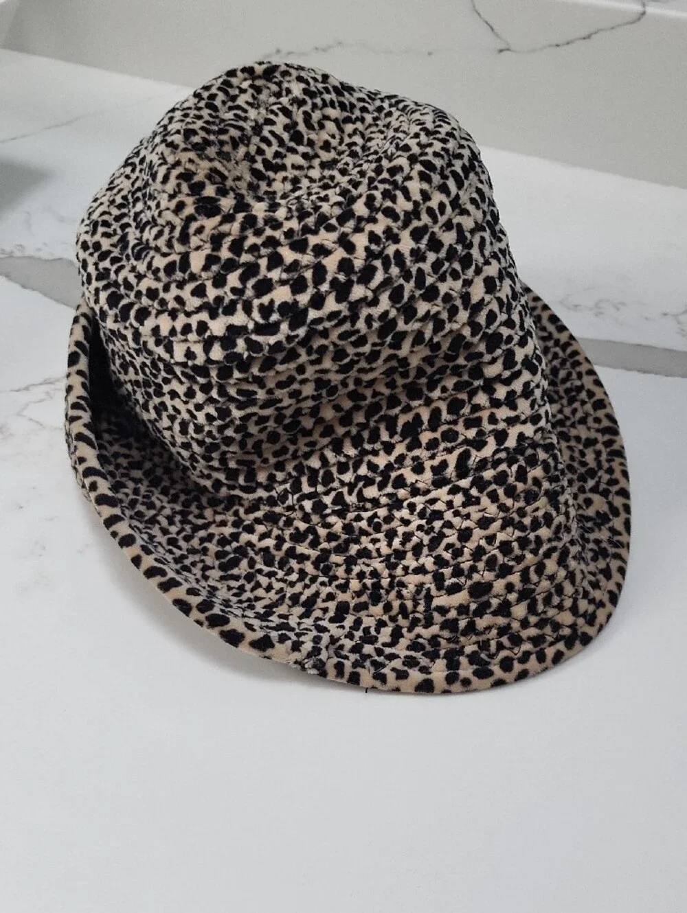 Women's Leopard Print Bucket Hat -  Beige Black